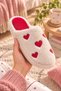 Candy Women's Ecru Heart Detailed Plush Soft and Comfortable House Slippers with Soundless Soles