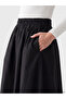 Alita City Lcw Modest Black Poplin Plain Midi Women's Skirt with a Difference - 3