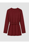 Two Mt Shop Quality Lcw Modest Burgundy Interlock Plain Comfortable & Relax Women's Sweatshirt Tunic - 6