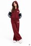 Burgundy Girls' Garnished Hooded Cardigan Wide-Legged Ribbed Tracksuit Set 24791 - 2