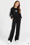 Black Girls' Sequined Heart Wide Leg Crew Neck Sweatpants Set 24810 - 3