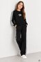 Black Girls' Sequined Heart Wide Leg Crew Neck Sweatpants Set 24810