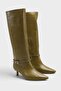 Women's Marci Short Heeled Buckle Boots - Green-Patent Leather - 3