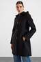 Snap Fastener and Stitching Detailed Detachable Hooded Coat Black 3191 - 5