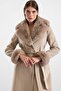 Jacket with Detachable Fur Collar and Sleeves, Long Coat Stone 3088 - 3