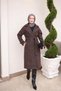 Brown Double-Breasted Collared Lined Cashmere Coat - 3