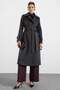 Punto Stitch Detailed Double Breasted Long Premium Fabric Coat Anthracite 3187