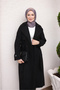 Black Double Breasted Collared Lined Cashmere Coat - 5