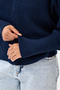 Navy Blue Wide Fit Turn-Down Collar Zippered Knitwear Cardigan - 5