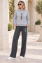 Women's Long Sleeve Hooded Printed Soft Textured Stretchy Sweatshirt and Printed Soft Textured Stretchy Pants with Elastic Waist and Pockets Stylish and Sporty Casual Gray Two-Piece Set - 5