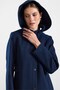 Snap Fastener and Stitching Detailed Detachable Hooded Coat Dark Blue 3191 - 6