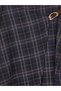 Navy Blue Plaid Asymmetrical Skirt with Buckle Detail - 2