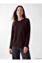 Two Mt Shop Quality Lcw Grace Burgundy Leopard Standard & Regular Long Sleeve Women's T-Shirt