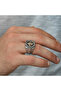 Silver Lily Flower Pattern Men's Ring - 6
