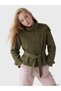 Khaki High Collar Belted Oversize Women's Trench Coat