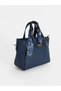 Navy Blue Leather Look Women's Shoulder Bag - 4