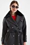 Removable Fur Metal Button Detailed Premium Fabric Coat Anthracite 3197 - 3