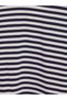 Navy Blue Striped 100% Cotton Oversize Women's T-Shirt - 7