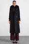 Premium Fabric Coat with Knit Stitching Detail and Detachable Fur Black 3196-Tk - 3