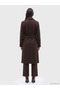 Brown Double-Breasted Collared Belted Women's Coat - 4