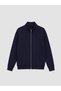 Navy Blue Loose Fit Men's Zippered Sweatshirt - 5
