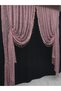 Dusty Rose Tasseled Gathered 2-Wing Background Curtain with Ivy Pattern and Tight Pleats - 2