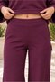 Women's Boat Neck Long Sleeve Bat Sleeve Stretchy Soft Stylish Sweatshirt and Elastic Waist Wide Leg Stretchy Soft Elegant Pants Burgundy Two-Piece Set - 3