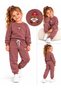 Girl's Tracksuit Set with Teddy Bear Embroidery, 2-Piece Sweatshirt and Sweatpants, Dusty Rose. - 2