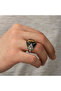 Silver Tiger's Eye Stone Embellished Men's Ring - 7