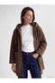 Brown Hooded Women's Curly Coat
