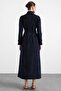 Snap Detailed Raglan Sleeve Double Breasted Overcoat Dark Blue 6912 - 7