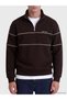 Brown Stand Collar Striped Men's Sweatshirt - 3