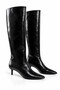 Women's Thin Heeled Pointed Toe Leather Boots Black