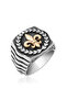 Silver Lily Flower Pattern Men's Ring - 4