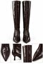 Women's Thin Heeled Pointed Toe Leather Boots Brown - 3