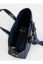 Navy Blue Leather Look Women's Shoulder Bag - 5