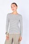 Women's White-Black-Striped Boat Neck Striped Blouse - 2