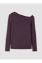 Purple Plus Size Boat Neck Blouse - 2
