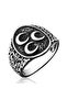Silver Three Crescent Men's Ring - 4
