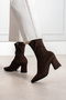 Brown Luxury Suede Stretch Boots with Pointed Toe and Thick Heels - 2