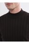 Brown Half Turtleneck Men's Knitwear Sweater - 3