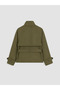 Khaki High Collar Belted Oversize Women's Trench Coat - 8