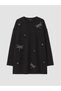 Black Beaded Embroidered Oversize Women's Sweatshirt Tunic