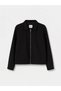Black Zippered Shirt Collar Men's Coat