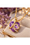 Shiny Heart Model Steel Necklace with Gold Color Chain
