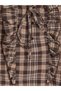 Brown Tie-Neck Plaid Ruffle Blouse - 2