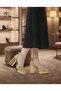 Gold Glitter Ankle Strap Platform Heeled Evening Dress Shoes - 3