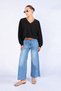 Women's Black V-Neck Loose Fit Blouse - 2
