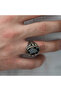 Silver Cut Stone Eagle Figured Men's Ring - 5
