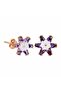 Rose Silver Purple Lotus Earrings - 2